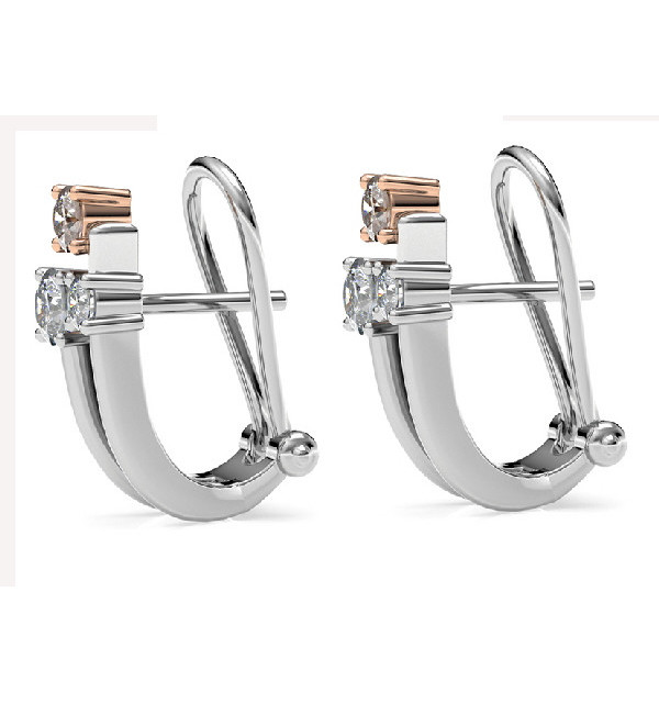 Rose and white gold earrings with Diamonds