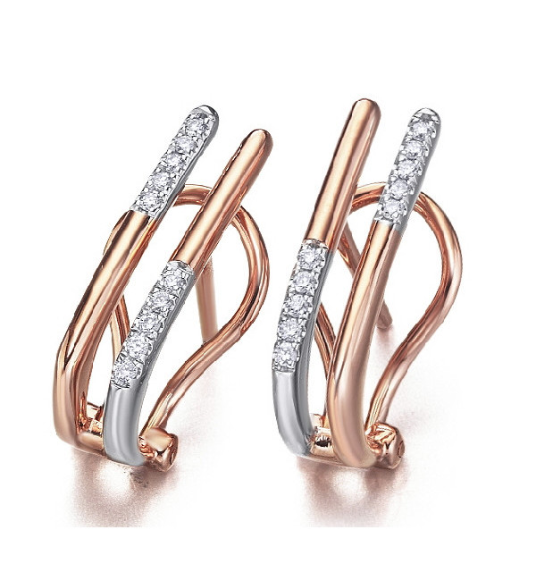 Pendientes oro blanco y rosa con Diamantes