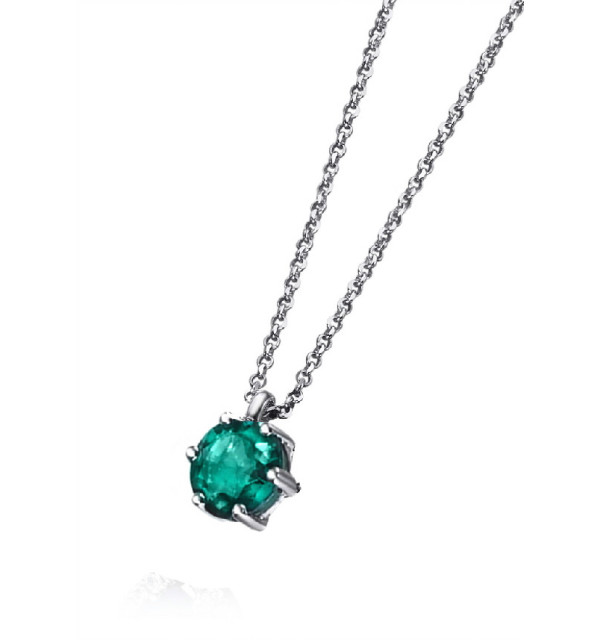 Colgante oro blanco y  Esmeralda