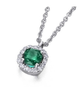 White gold pendant with Emerald and Diamonds