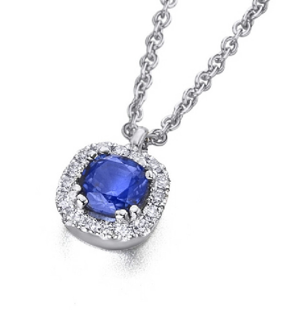 White gold pendant with Shappire and Diamonds