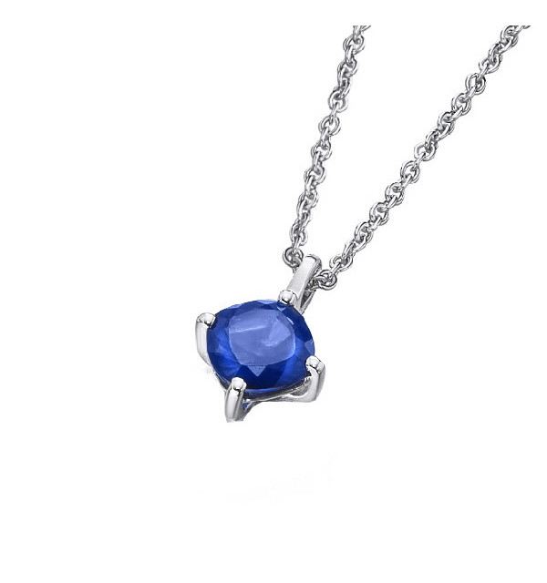 Colgante oro blanco y Zafiro