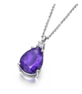 White gold pendant with Diamonds and Amethyst