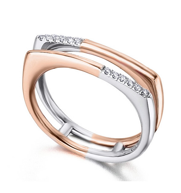 Anillo oro blanco, rosa y  Diamantes