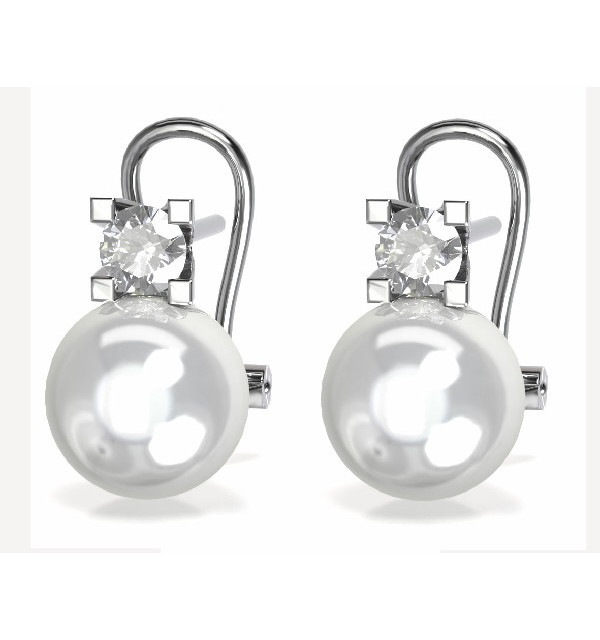 Pendientes oro blanco,  Diamantes y perlas australianas