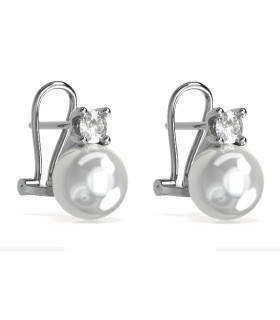 Pendientes oro blanco,  Diamantes y perlas australianas