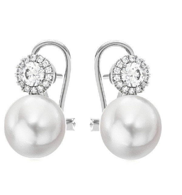 White gold earrings with Australian Pearls and Diamonds