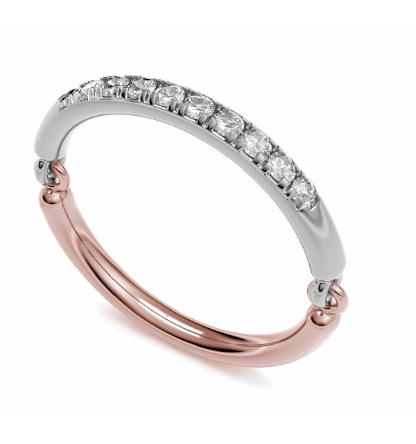Anillo oro blanco, rosa y  Diamantes