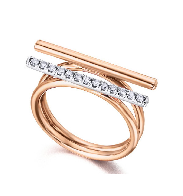 White and rose gold ring with Diamonds