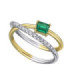 White and yellow gold ring with Emerald and Diamonds