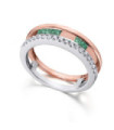 White and rose gold ring with Diamonds and Natural Emeralds