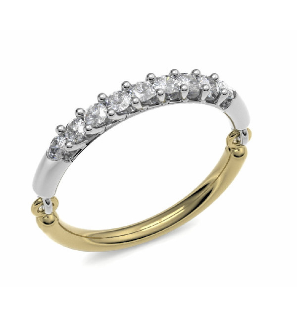 White and yellow ring with Diamonds