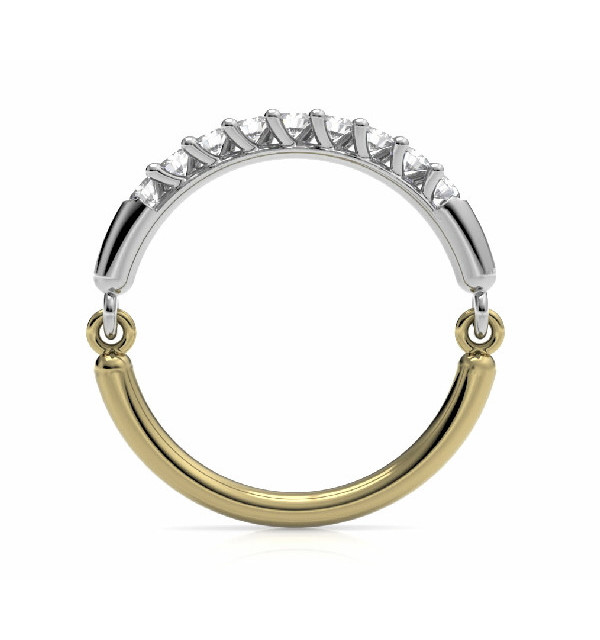 White and yellow ring with Diamonds