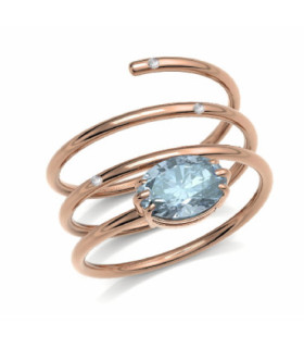 Rose gold ring with Diamonds and blue Tourmaline