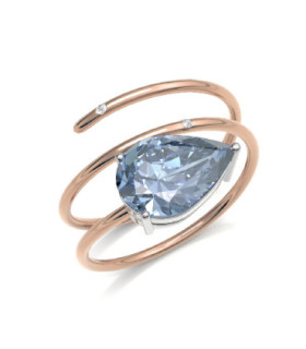 Rose gold ring with Diamonds and  Aquamarine