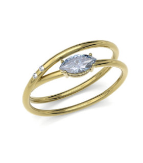 Yellow gold ring with Diamonds and Topaz