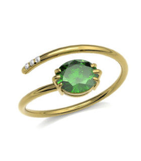 Anillo oro amarillo,  Esmeralda y Diamantes