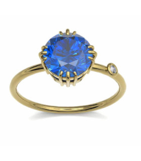 Yellow gold ring with Sapphire and Diamond