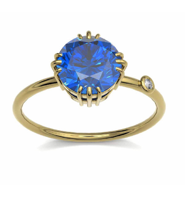 Anillo oro amarillo , Zafiro  y Diamante