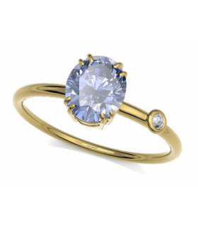 Yellow gold ring with Sapphire and Diamond