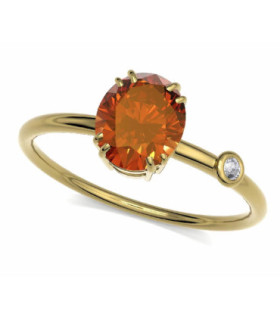 Yellow gold ring with orange Sapphire and Diamond