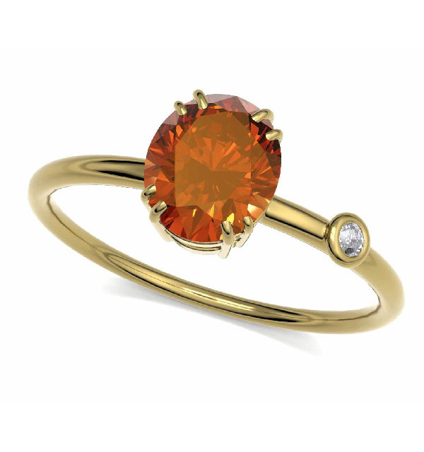 Yellow gold ring with orange Sapphire and Diamond