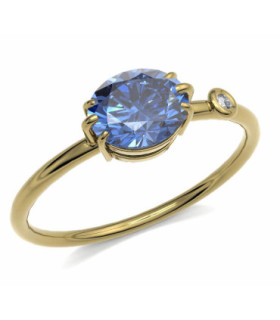 Yellow gold ring Sapphire and Diamond
