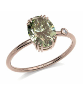Rose gold ring with green Tourmaline and Diamond