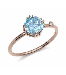 Anillo oro rosa, Topacio y Diamante