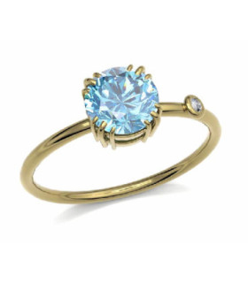 Anillo oro amarillo Topacio  y Diamante