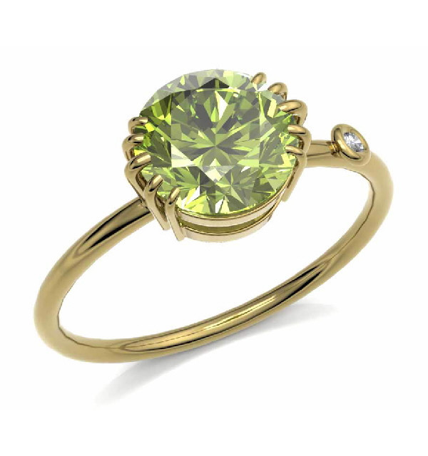 Anillo oro amarillo, Peridoto y Diamante