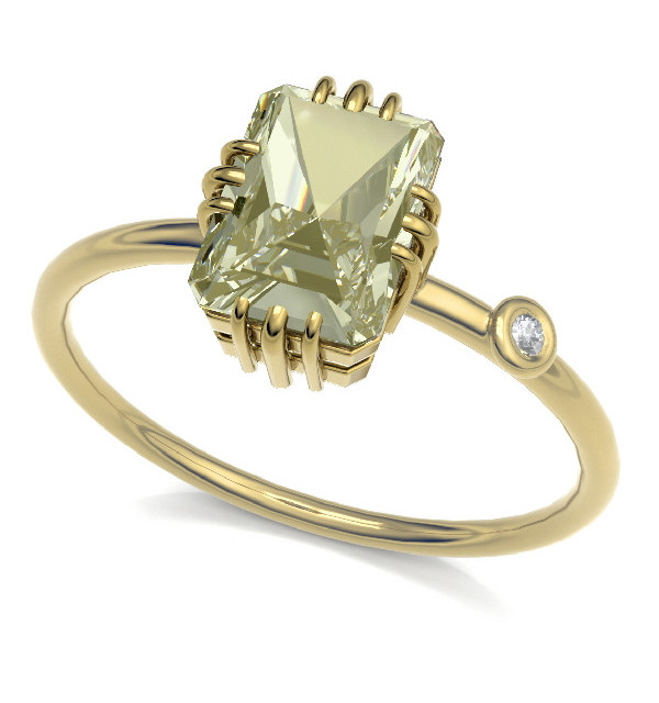 Yellow gold ring with yellow Tourmaline and Diamond