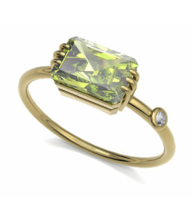 Yellow gold ring with Diamond and Peridot
