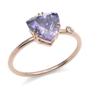 Rose gold ring with Amethyst and Diamond