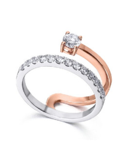 White and rose gold ring with Diamonds