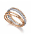 Anillo oro blanco, rosa y diamantes.