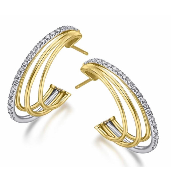 Pendientes oro blanco y amarillo con Diamantes