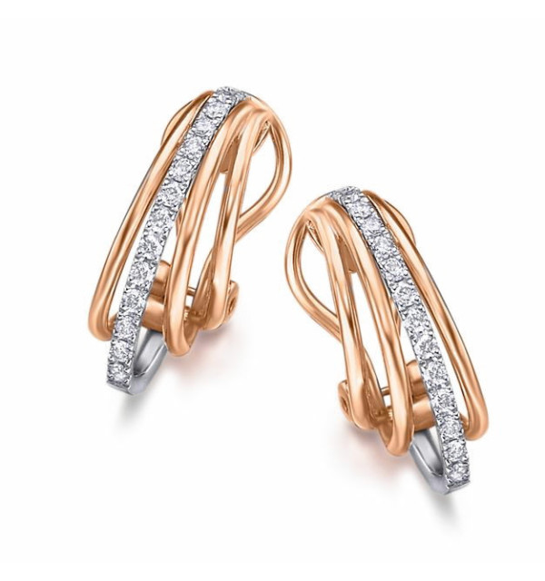 Pendientes oro blanco y rosa con Diamantes