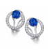 Diamond halo earrings  in white gold with Sapphire