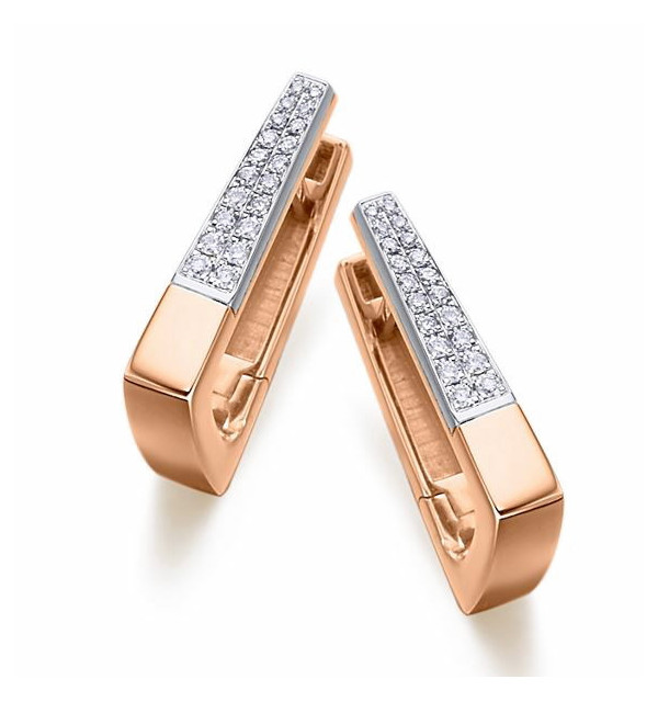 Pendiente oro rosa, blanco y diamantes.