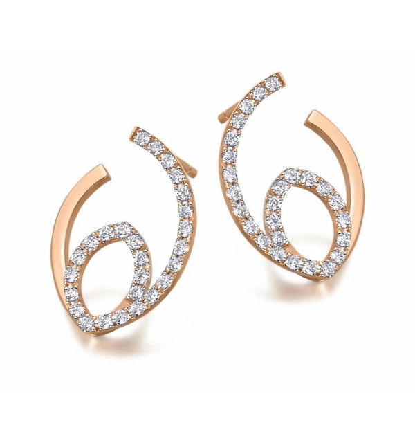 Pendiente oro rosa y Diamantes.