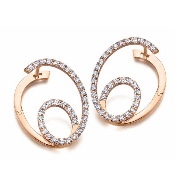 Pendiente oro rosa  con Diamantes.