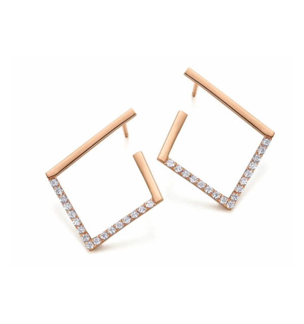 Pendiente oro rosa y Diamantes.