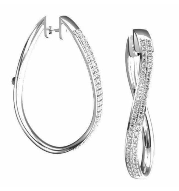 Pendiente oro blanco con diamantes.