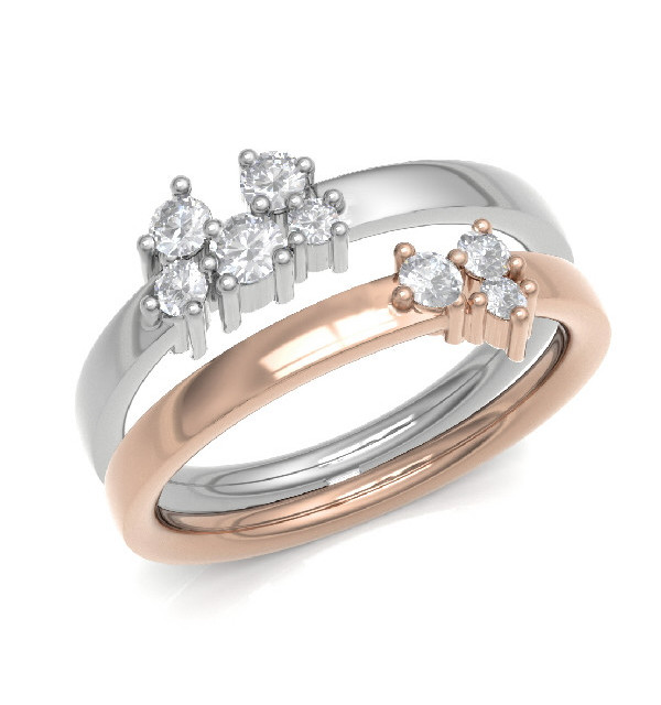 Anillo oro blanco y rosa con Dmiamantes