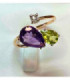 Rose gold ring with semi precious gemstones and Diamond