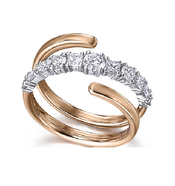 Anillo oro blanco y rosa con diamantes