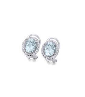 Pendientes oro blanco con Diamantes y Aguamarina