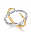 Anillo oro blanco, amarillo y diamantes.