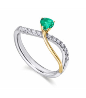 Anillo de  oro blanco, amarillo con Esmeralda y  Diamante